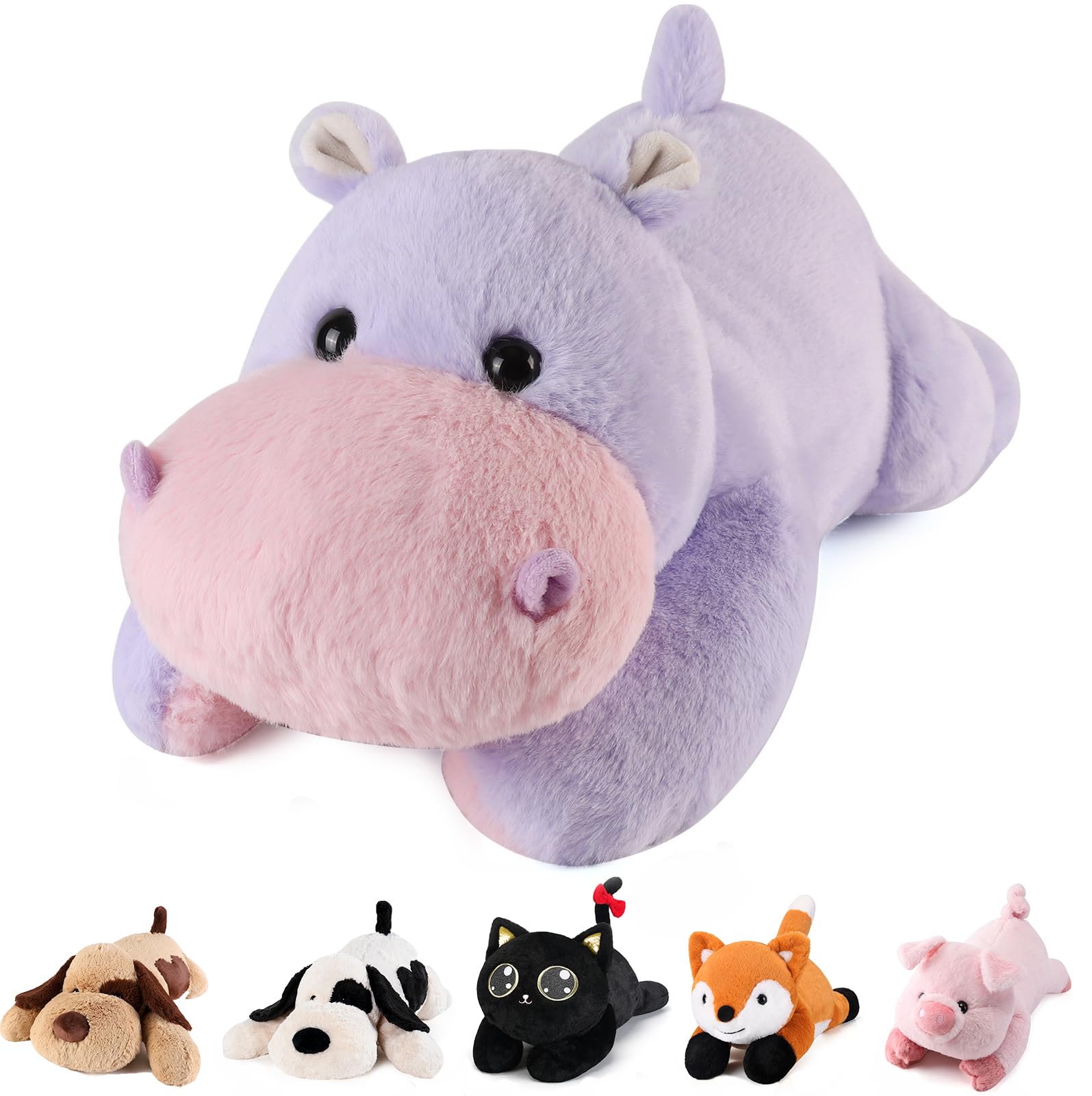Meowtastic Hippo Weighted Stuffed Animals - 28 Inch 5.0 Pounds Weighted Plush Hippo Stuffed Animals - Large Stuffed Hippo Weight